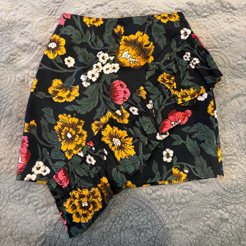 C/MEO Collective Black Skirt with Vibrant Floral Print